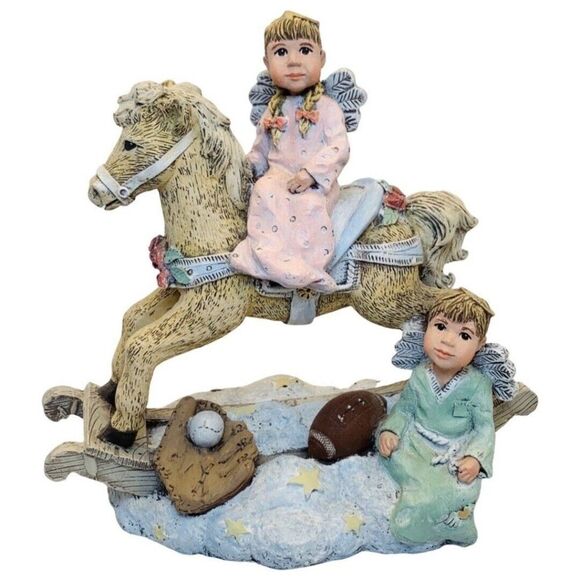 Vintage Sarah’s Attic Rocking Horse Basebeall Angels HORSIN AROUND #13 Signed